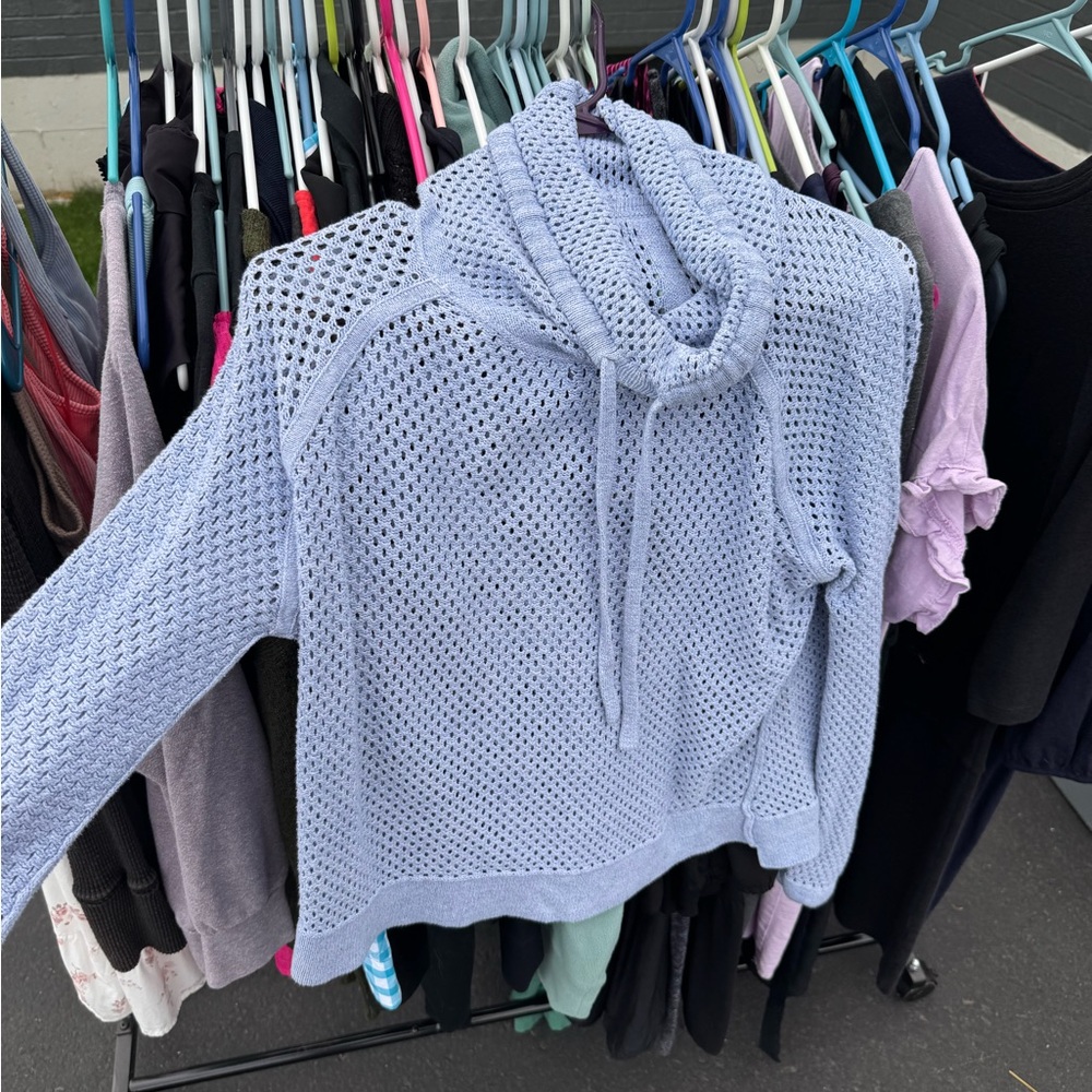 Prana Light Blue Cowl Neck Sweater